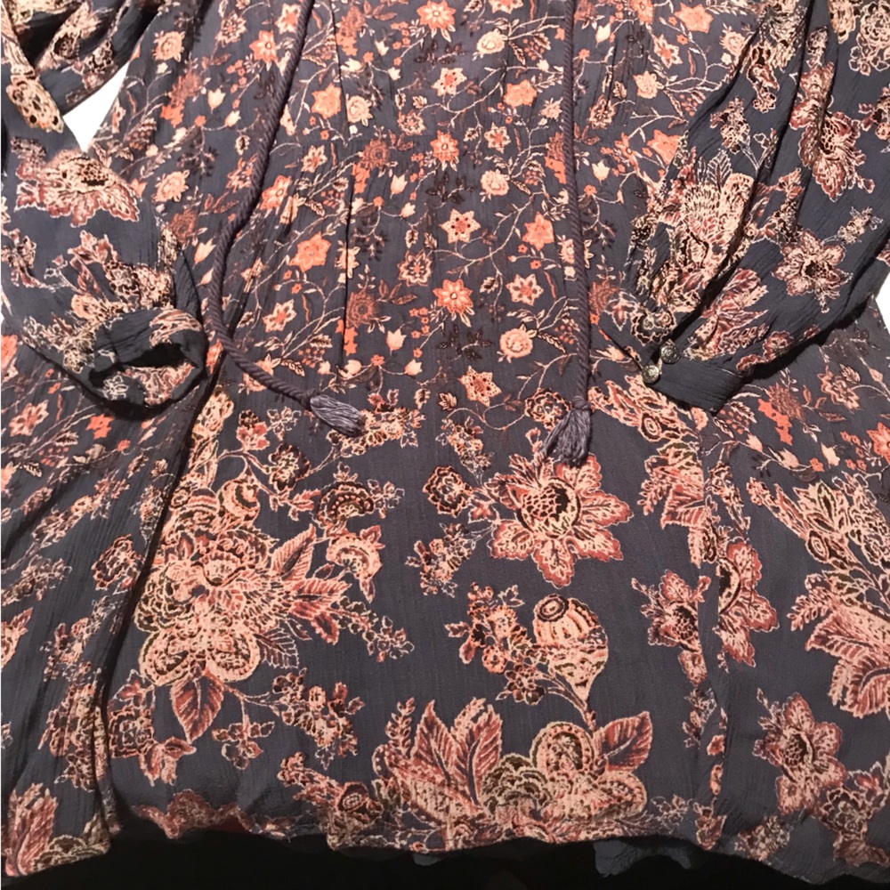 Free People Lucky Loosey Bohemian Mini Dress in Indigo Combo Size XS - Picture 5 of 10